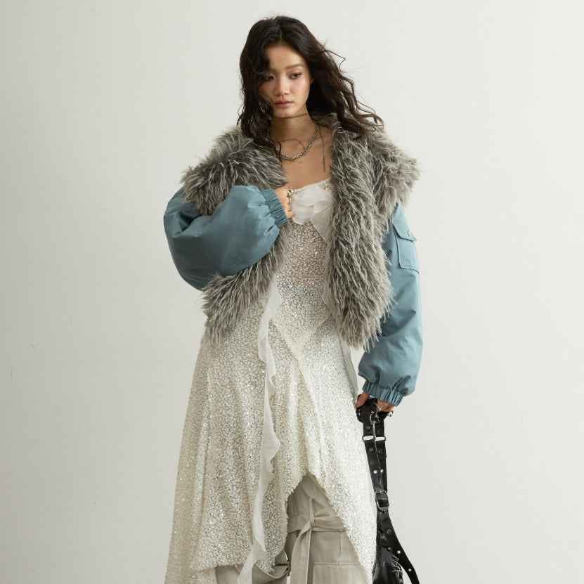 Hooded Aviator Jacket – Fur Collar, High Waist, Short