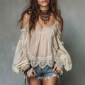 Strap-layered Ruffle-detail Blouse