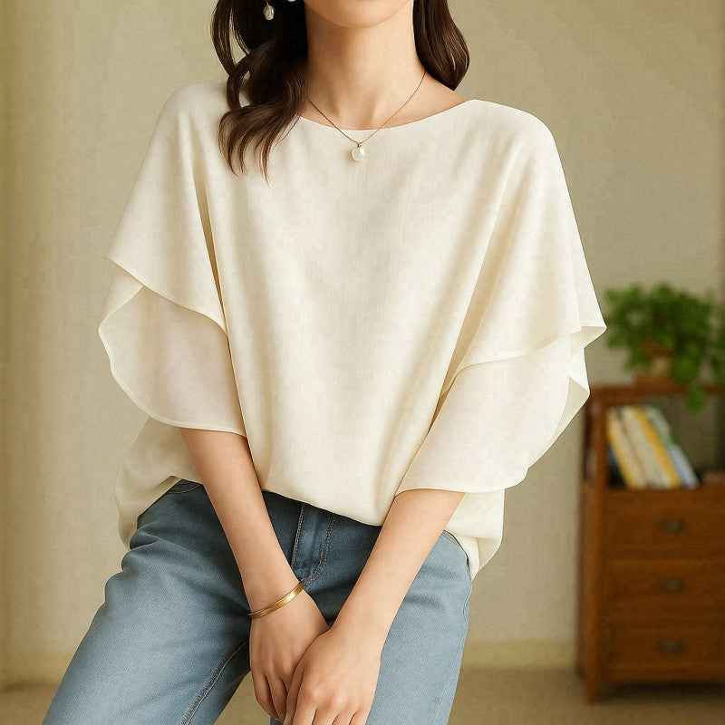 Flared Sleeve Casual Blouse – Relaxed Elegant Fit, 4 Colors