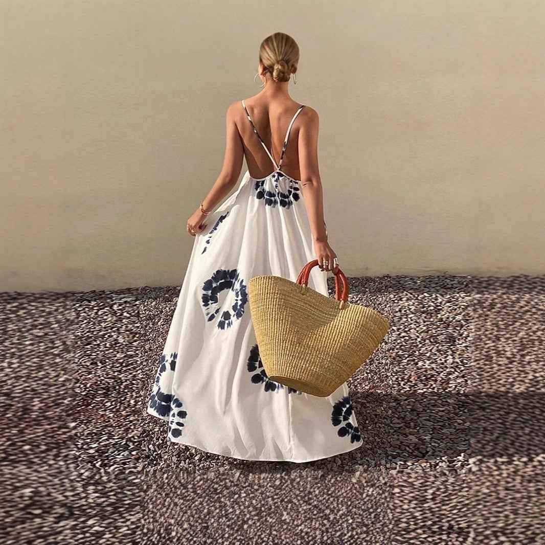 Women's White Floral Strapless Open-Back Fairy Dress — Patchwork Detail