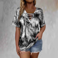 Tie-dye Printed Drawstring Casual Fashion Short-Sleeve T-Shirt
