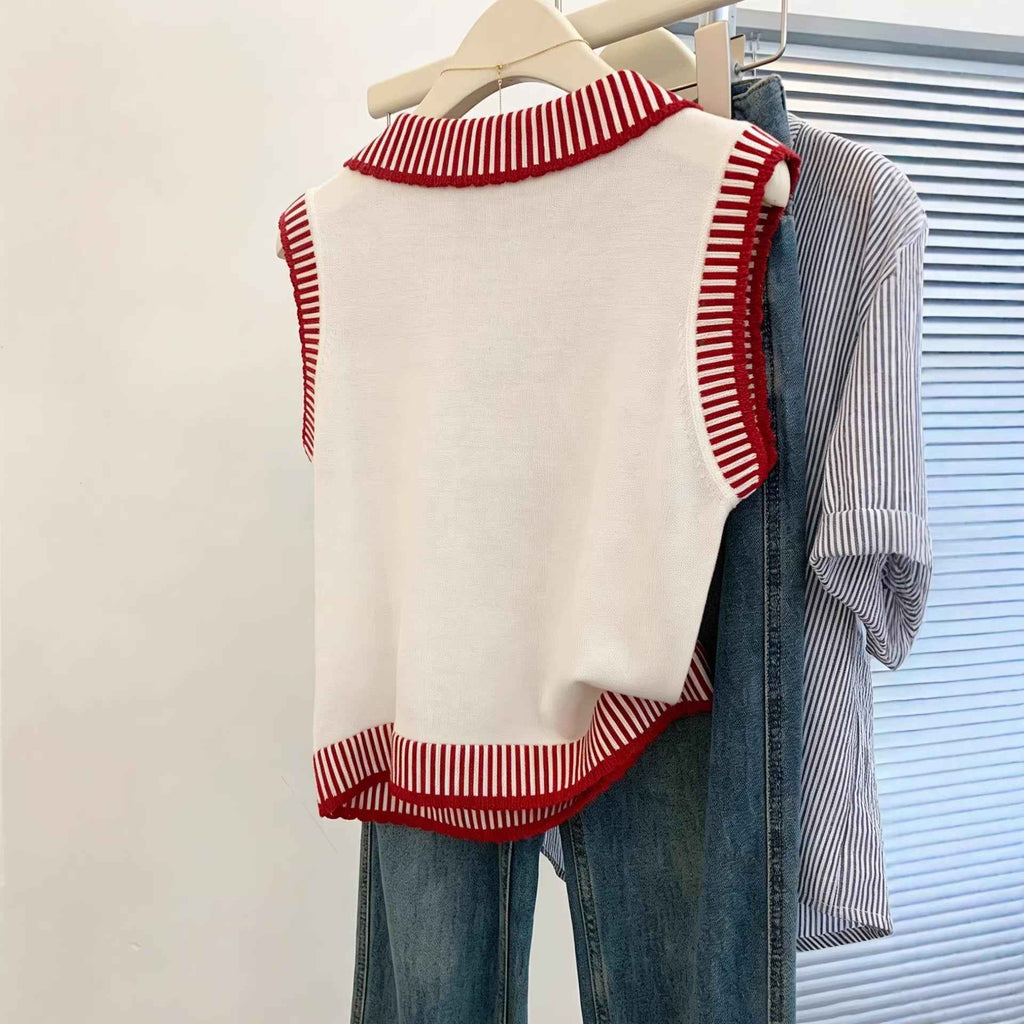 Colour Block Striped Knit Vest – Oversized Viscose Top