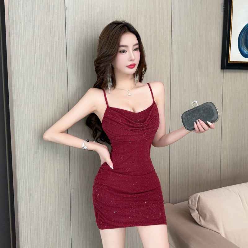 Sequin Mesh Mini Dress — High Waist, Sleeveless, Sexy Party Dress