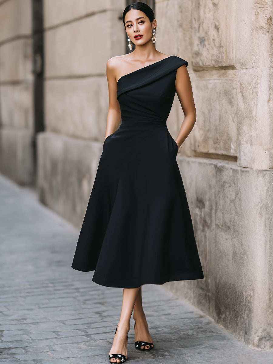 Women's Off-Shoulder Flared Swing Dress — 3 Colours