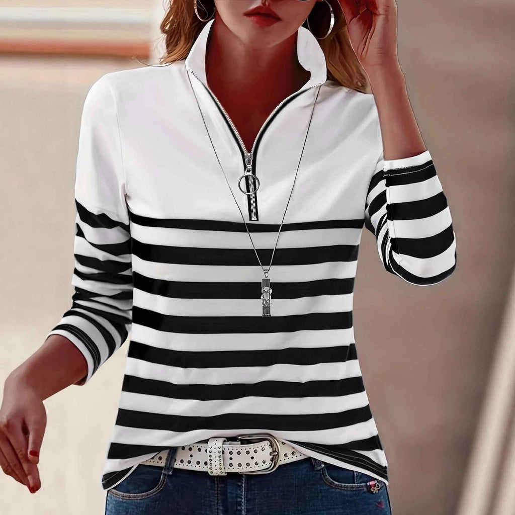 Striped Long-Sleeve Layering Top