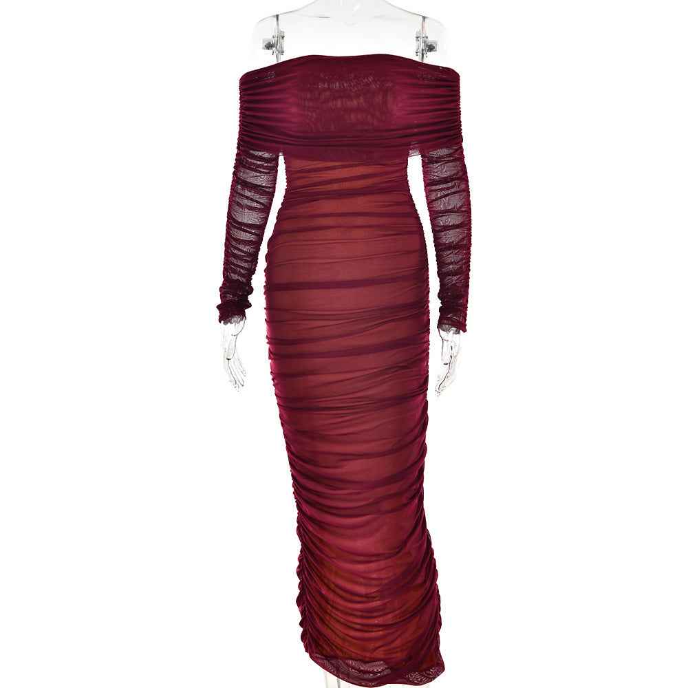 Wrap-Style Patchwork Midi Dress – High Waist for Women