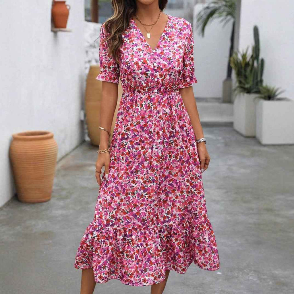 Women's Floral A-Line Midi Dress