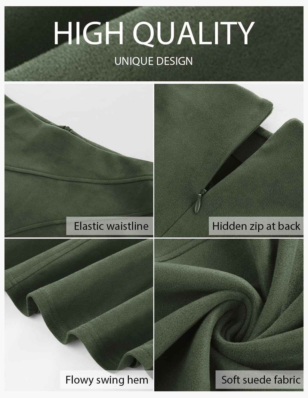 Women's High-Waisted Pleated Suede Pencil Skirt