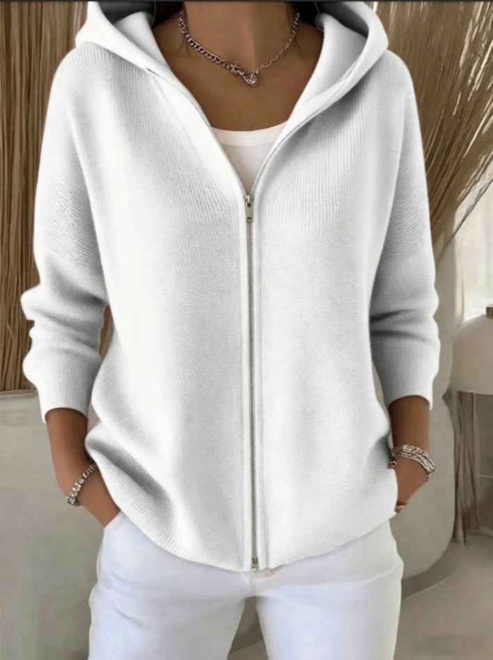 Zip-up Knitted Hooded Sweater Cardigan Coat