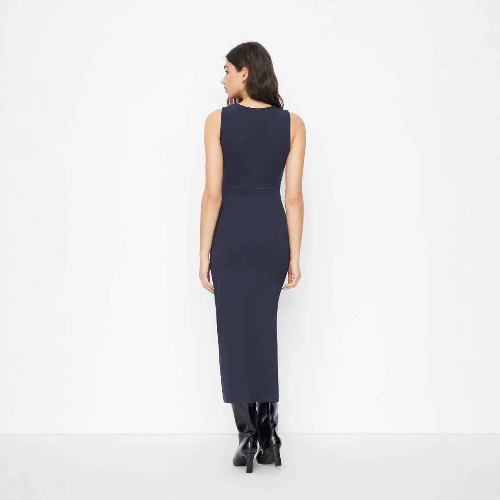 Sleeveless Buttoned Elegant Knitted Dress For Women