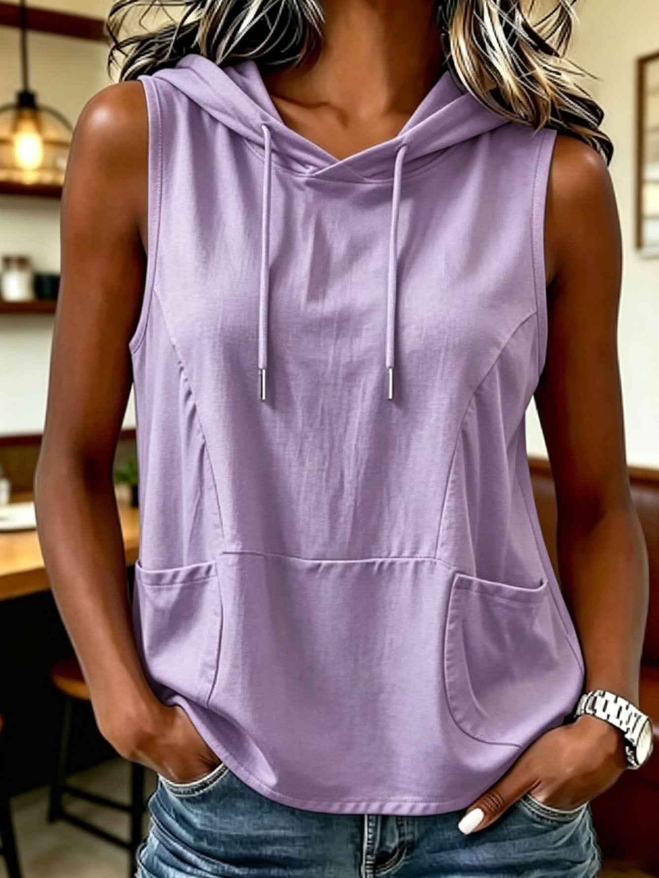Hooded Sleeveless Tank Top