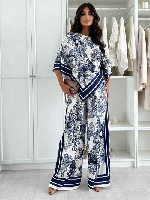 Batwing Sleeve Top & Wide Leg Pants Set