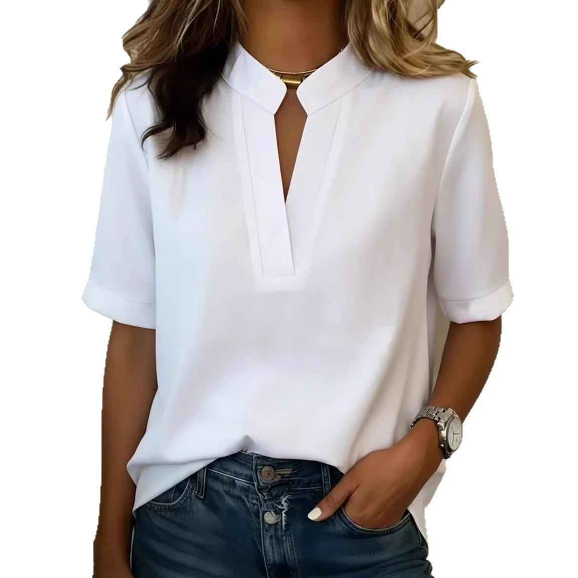 V-Neck Loose Casual Blouse