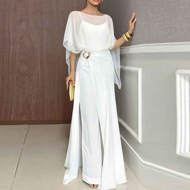 Solid-color Minimalist Slit-style Womens Three-piece Set