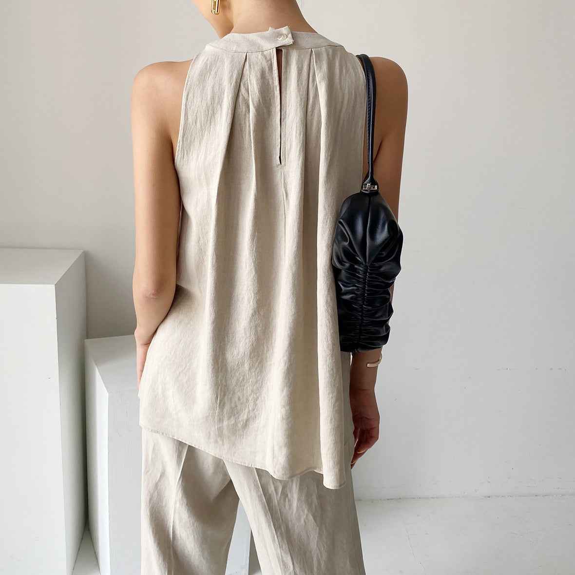 Retro Skin-friendly Pleated Camisole