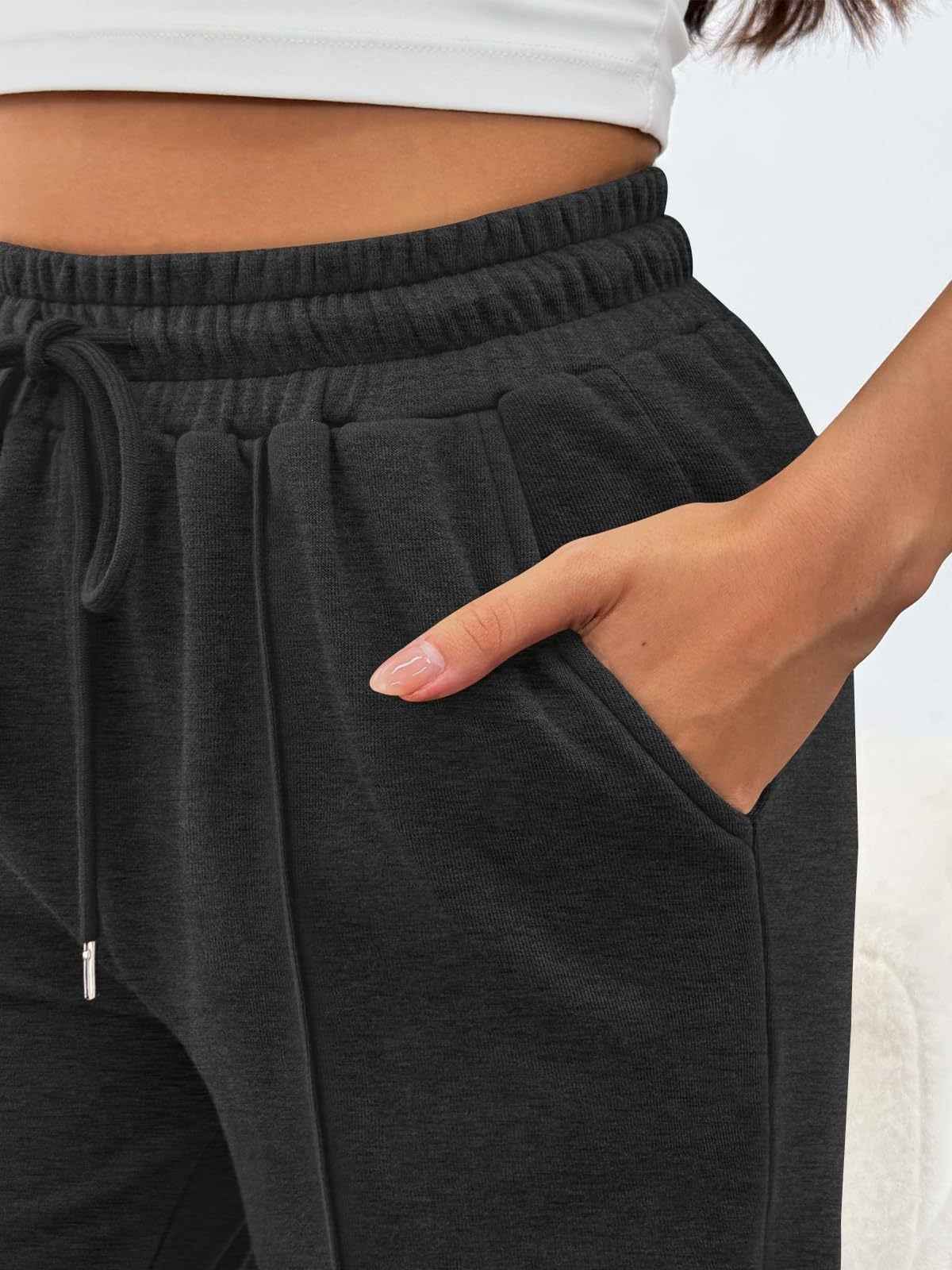 High-waisted Wide-leg Loose-fit Casual Womens Athletic Trousers