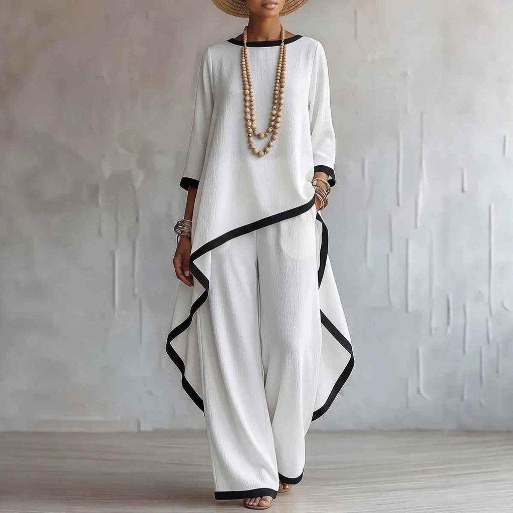 Womens Relaxed-fit Set Batwing-Sleeve Robe And Two-Piece Ensemble