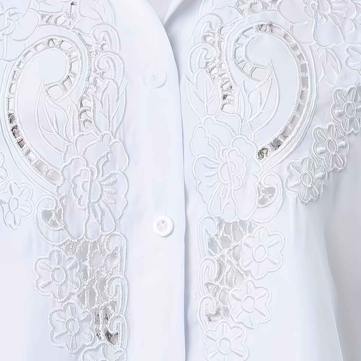 Women's Embroidered Hollow-Out Short-Sleeve Blouse — 3 Colours