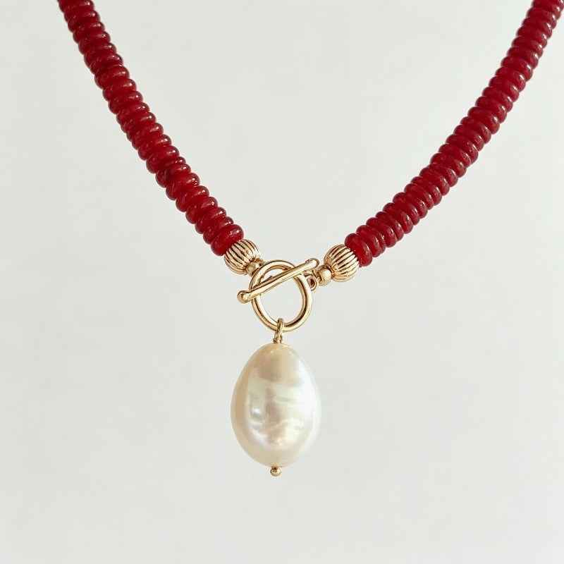 New Chinese-style Retro Red Bead Necklace For Women