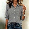 Casual Striped Shirt With Pockets And Long Sleeves