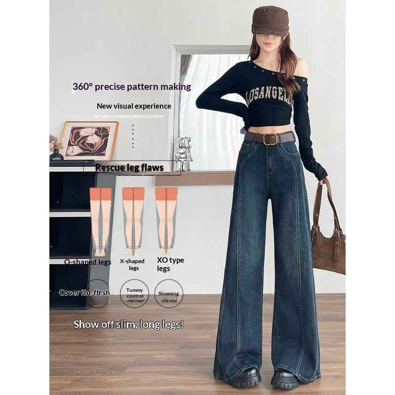 High-Waisted Wide-Leg Flare Jeans – Retro Blue