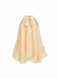 Off-shoulder Halter-neck Loose-fit Chiffon Blouse With Ruffled Hem