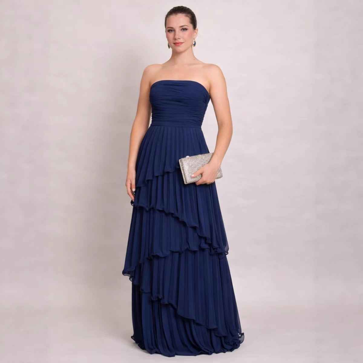 Women's Sleeveless Ruffle A-Line Chiffon Dress