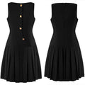 Womens Elegant Sleeveless Pleated Dress