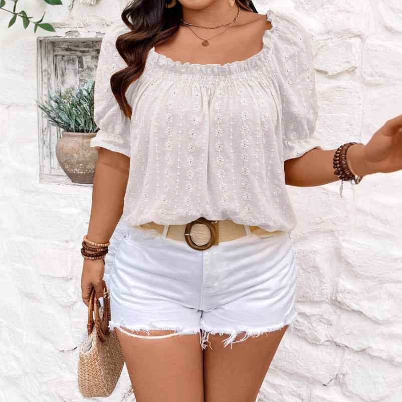 White One-Shoulder Open-Back Blouse