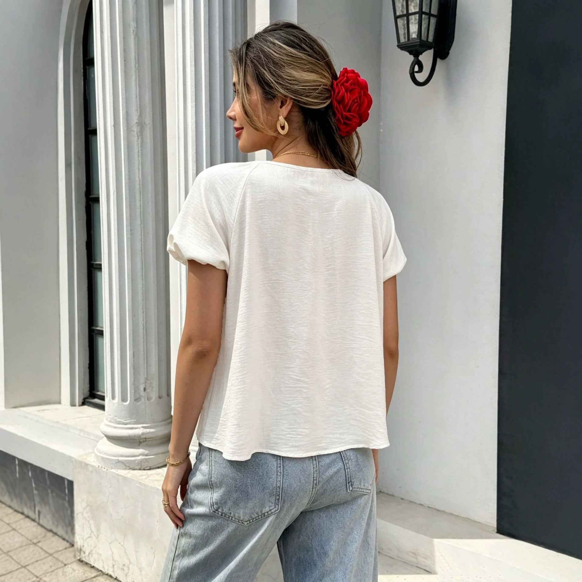 Drawstring-design Casual Versatile Top