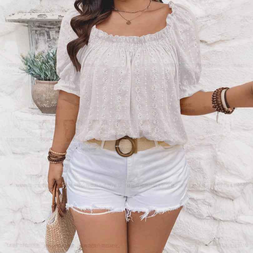 White One-Shoulder Open-Back Blouse