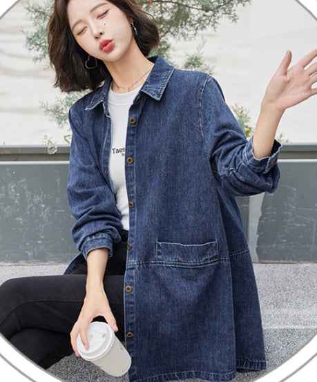 Casual Trench Coat Mid-length Loose Fit Plus Size