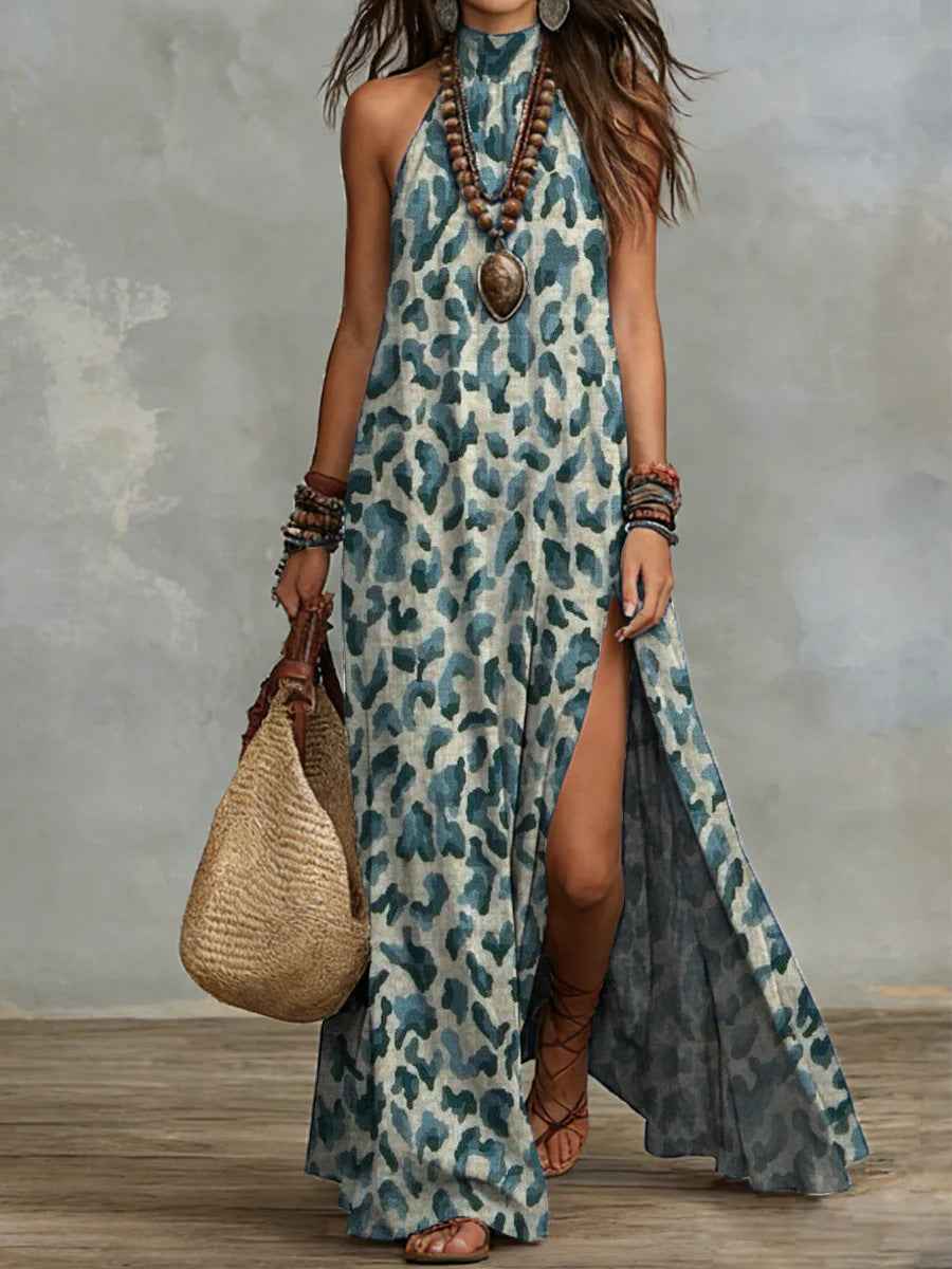Peliss Printed Halter-neck Maxi Dress