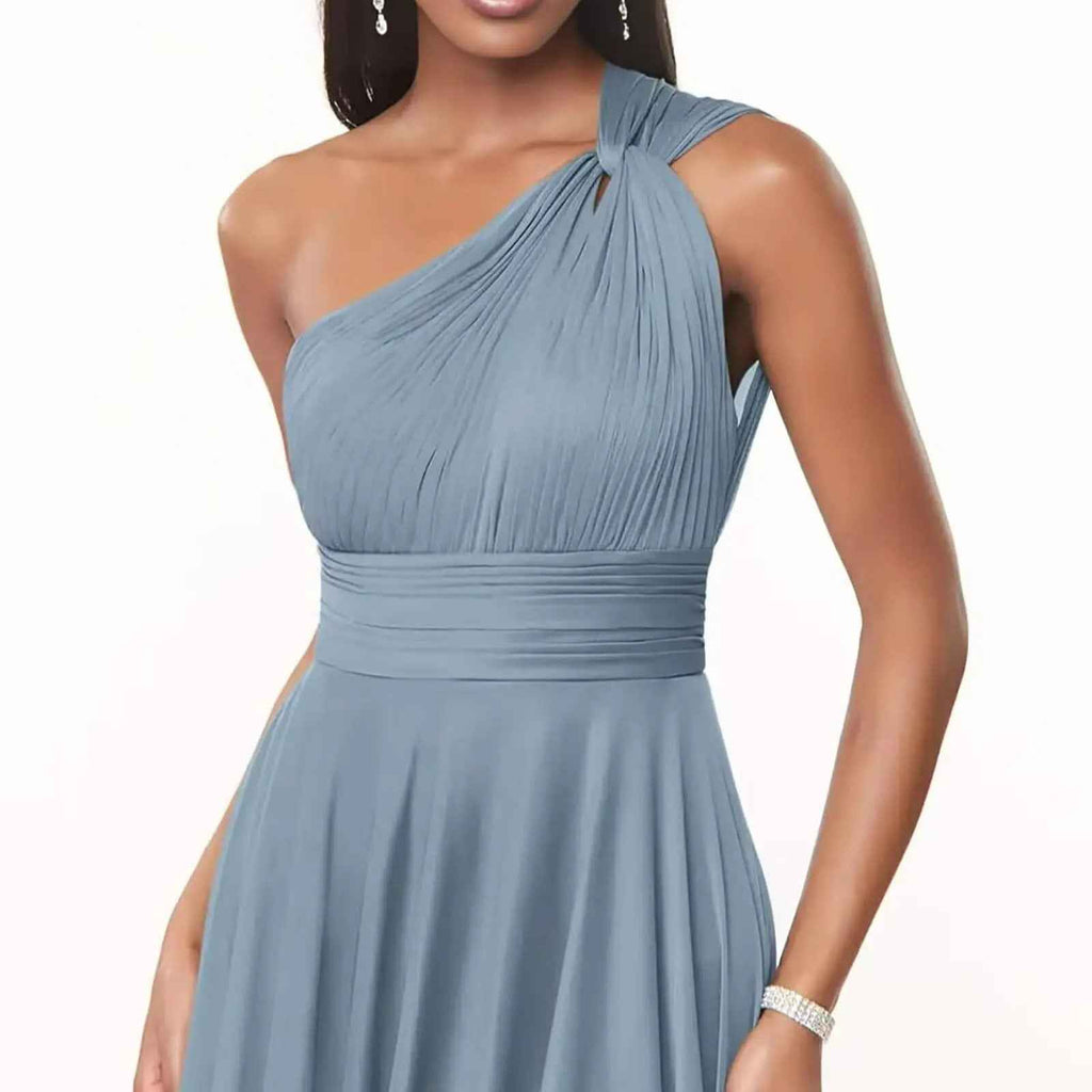 Women One-Shoulder Chiffon Dress