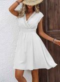 French Style Lace V-neck Midi Dress