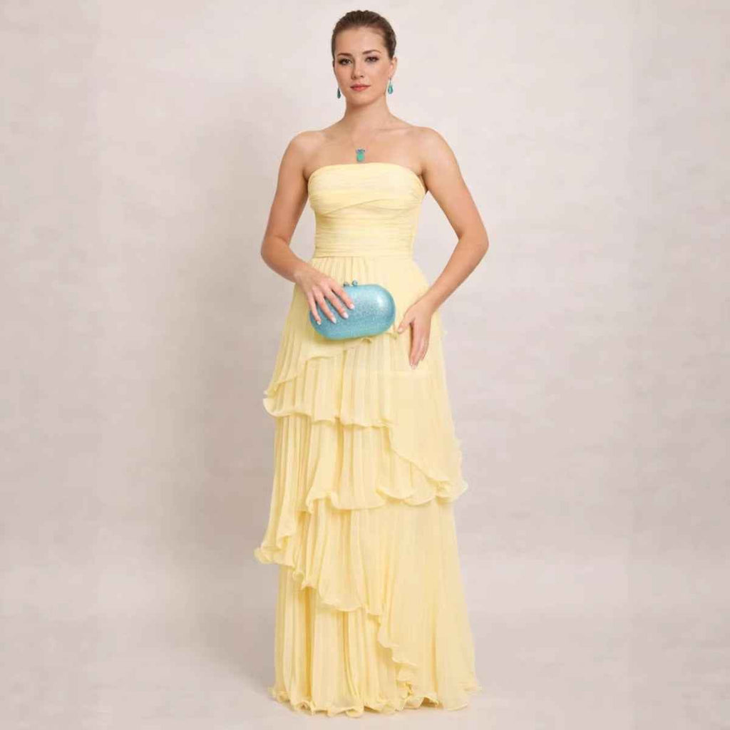 Women's Sleeveless Ruffle A-Line Chiffon Dress