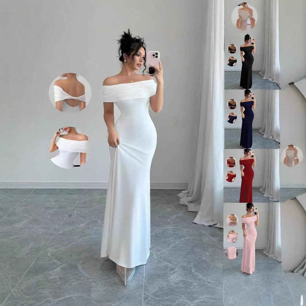 Off-Shoulder Maxi Bodycon Dress — 5 Colours, XS–XXL