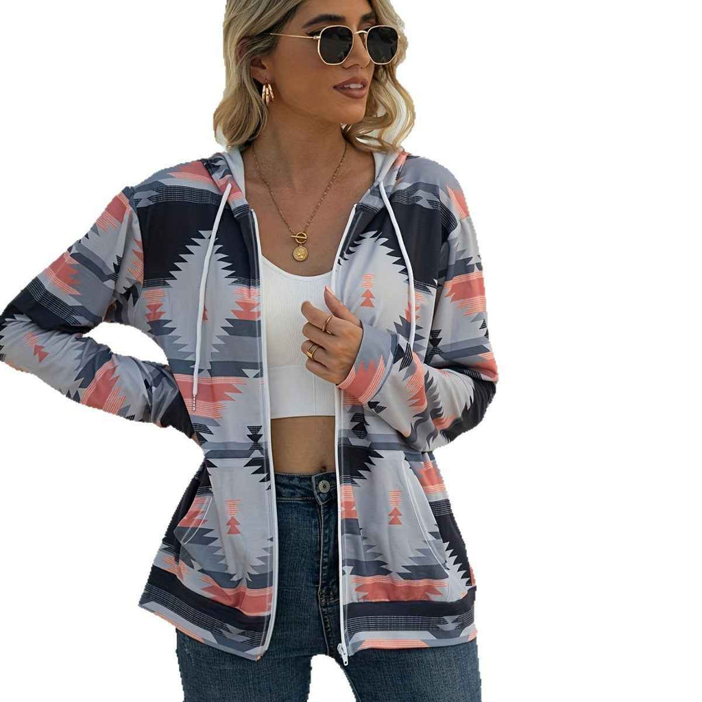 Printed Relaxed Fit Hoodie | Women's Casual Long Sleeve Sweatshirt