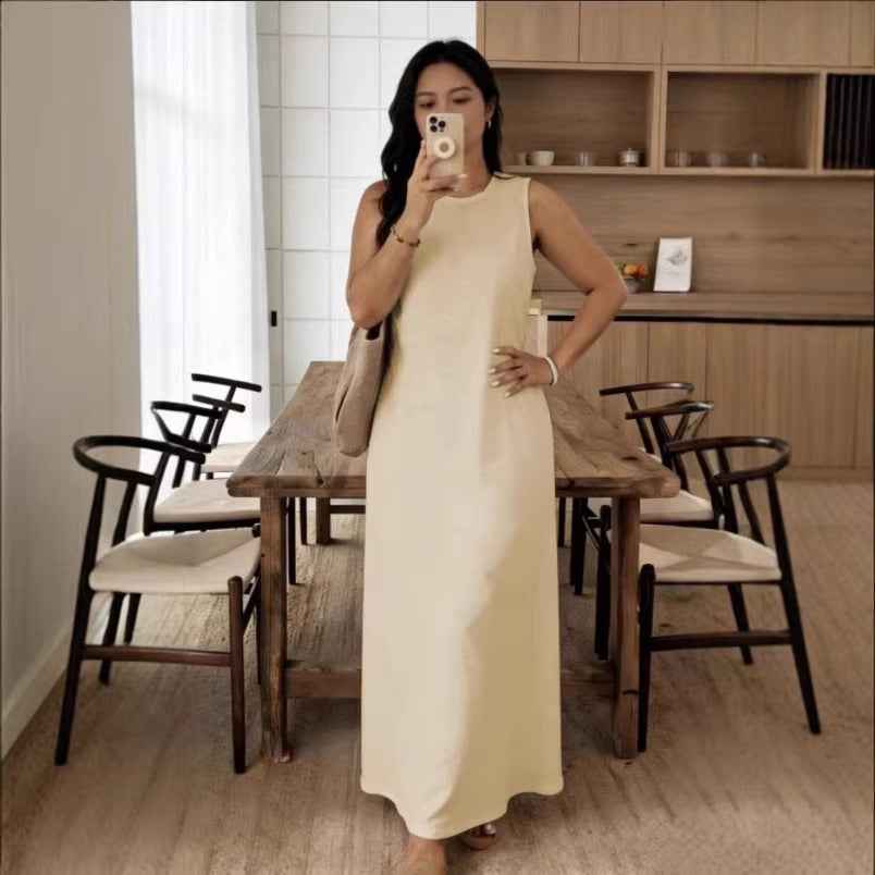 Women's High-Waist A-Line Pullover Maxi Dress