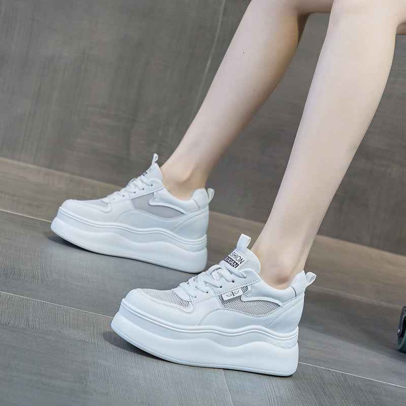 Platform Wedge Sneakers – Hidden Heel Lace-Up