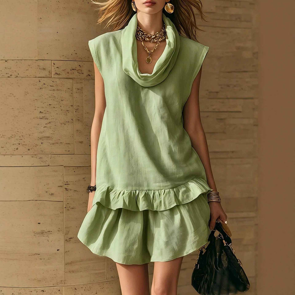 Sleeveless Ruffle-Trim Top & Mini Skirt Set — Casual Two-Piece