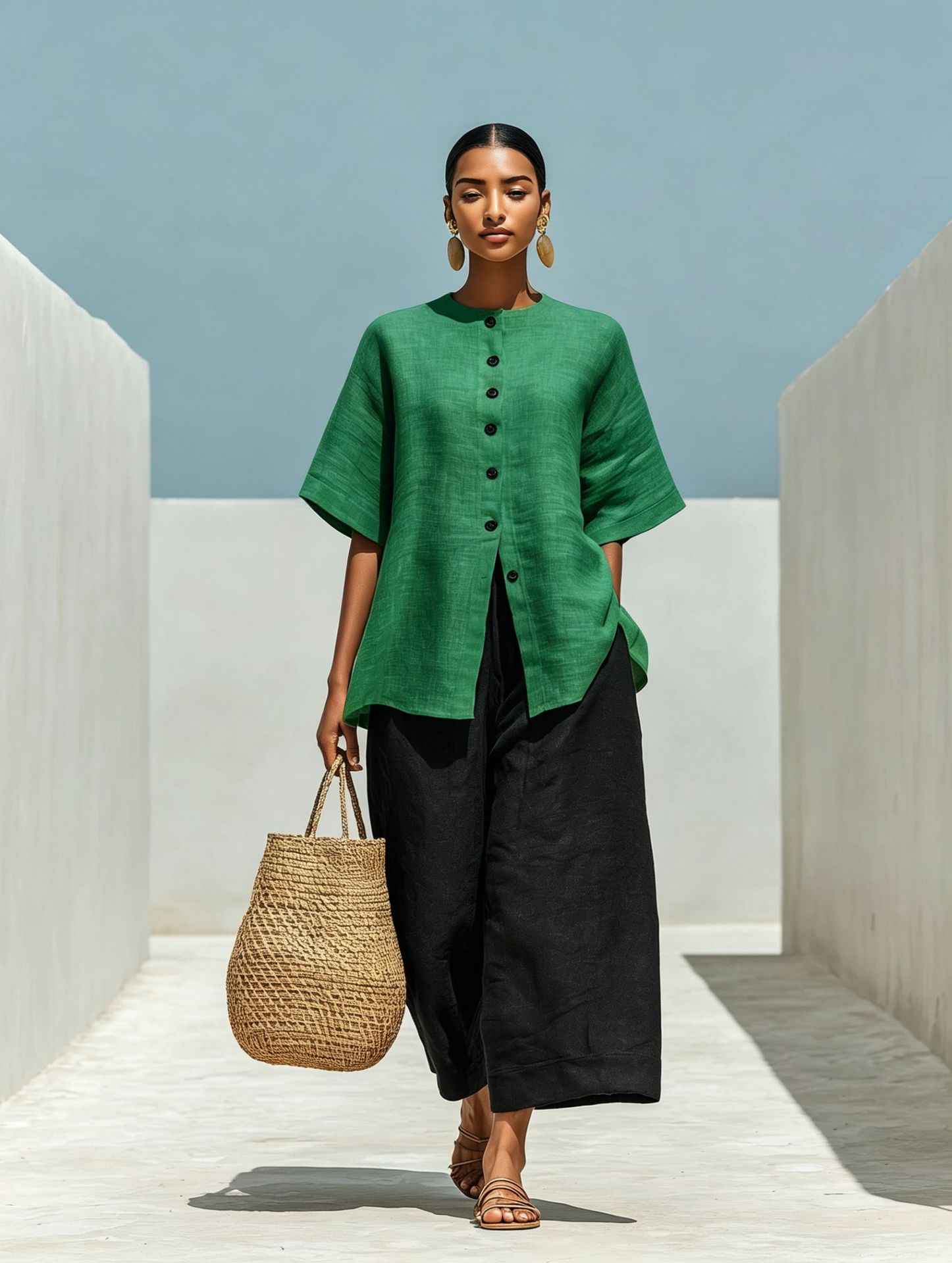 Women's Linen Cardigan & Cropped Wide-Leg Pants Set — 5 Colours, S–3XL