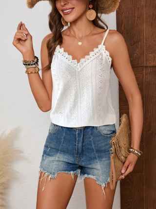 Lace-Trim Hollow-Out Camisole Top