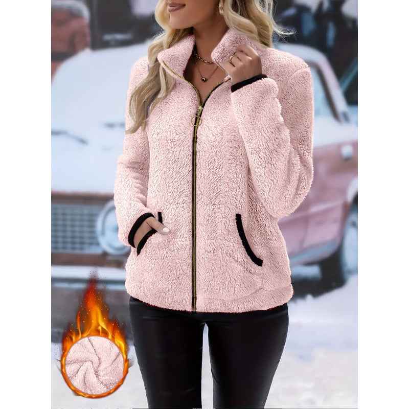 Women's Plush Fleece Zip-Up Hoodie Jacket