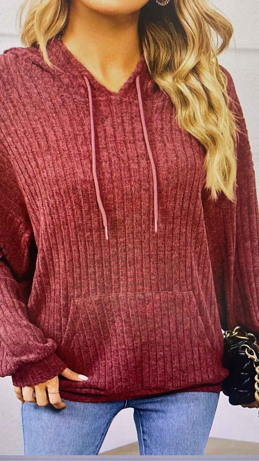 Knit Pocket Hoodie – Loose Fit Raglan Sweatshirt