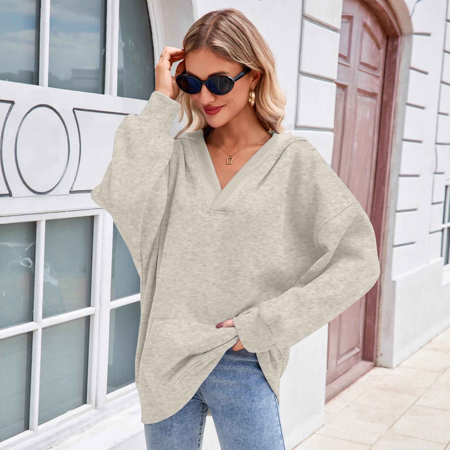 Women's Relaxed Fit Pullover Hoodie with Pockets