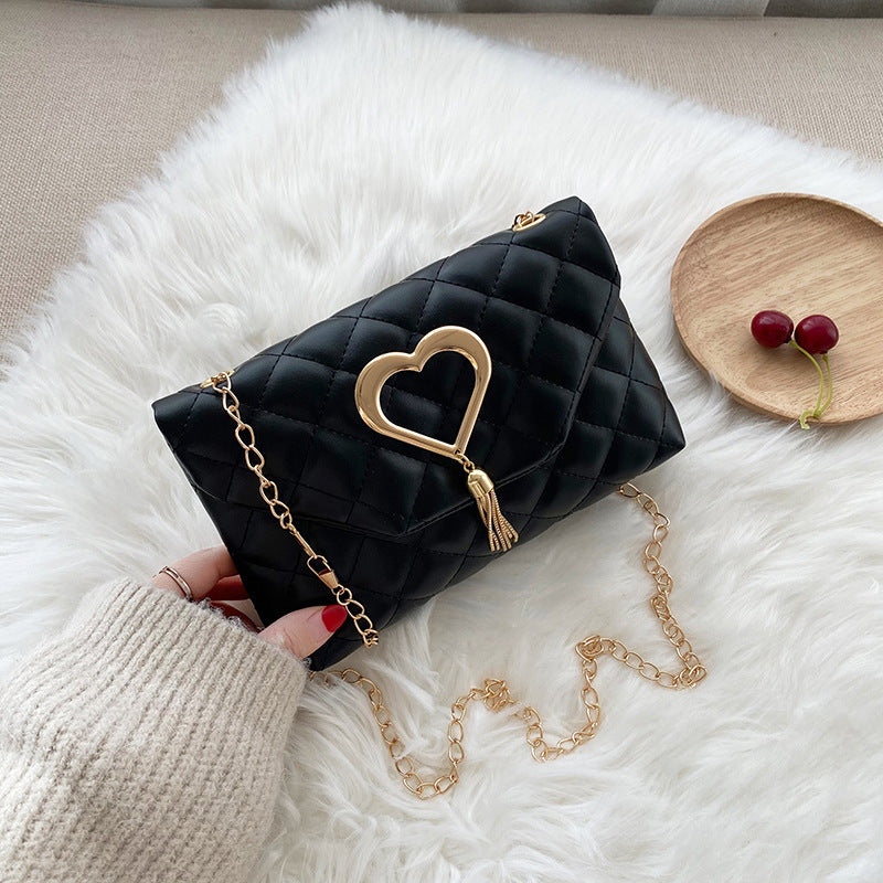 Heart Tassel Flap Shoulder Bag – Trendy PU Square Bag