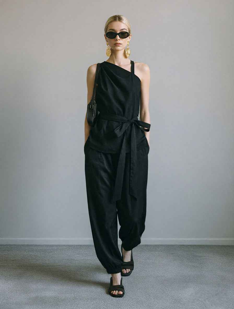 Womens Off-shoulder Sleeveless Top And Pants Two-piece Set