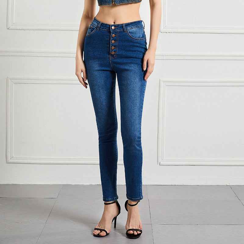 Women's High-Waist Slim-Fit Stretch Jeans — Enzyme Washed