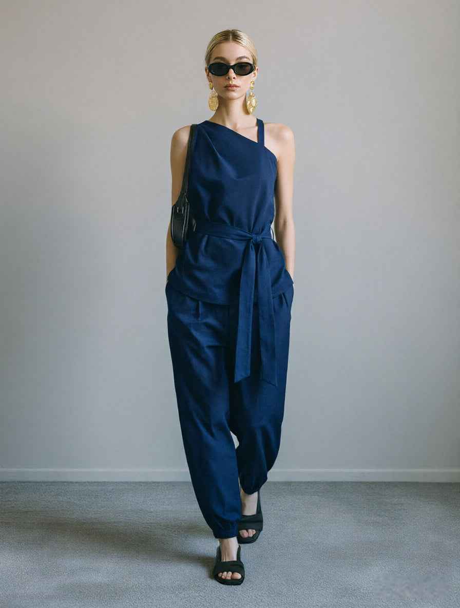 Womens Off-shoulder Sleeveless Top And Pants Two-piece Set
